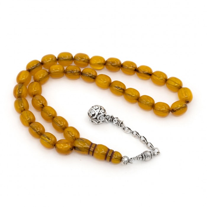 Yellow Amber Prayer Beads - Beyzi Shaped