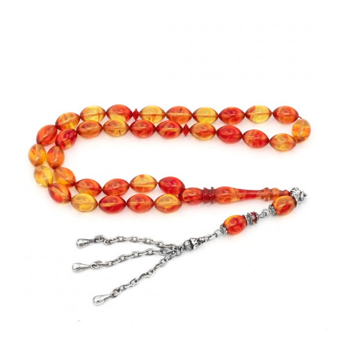 Colorful Amber Prayer Beads - Barley Shaped