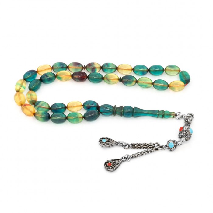 Green - Yellow Amber Prayer Beads - Beyzi Shaped