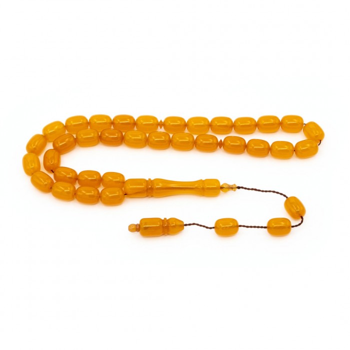 Yellow Amber Prayer Beads - Capsule Shaped