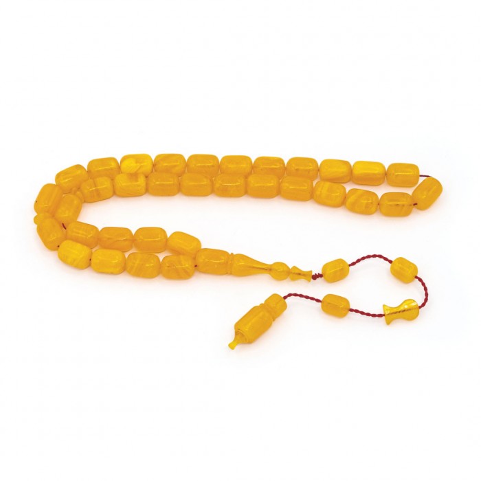 Orange Amber Prayer Beads - Capsule Shaped