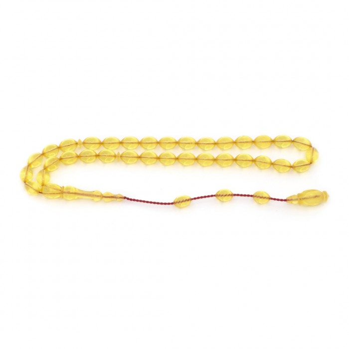 Yellow Amber Prayer Beads - Round Shaped