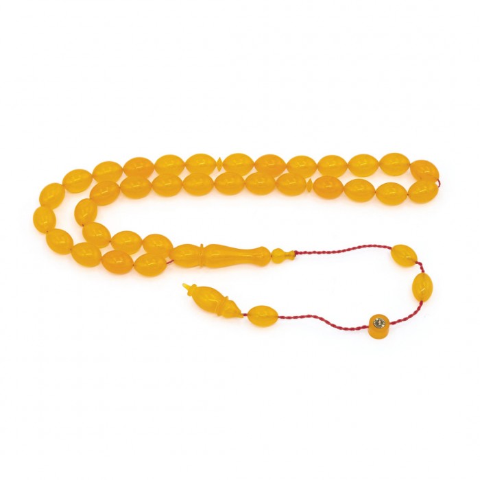 Orange Amber Prayer Beads - Beyzi Shaped