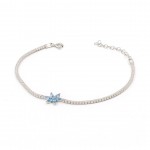 Sterling Silver Star Tennis Bracelet for Women with Blue and White Zircon Stone