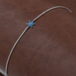 Sterling Silver Star Tennis Bracelet for Women with Blue and White Zircon Stone