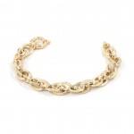 Elegant Silver Bracelet with Golden Yellow Circular Rings - Classic Design