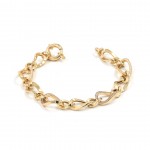 Turkish Bracelet in Gold Color Made of Sterling Silver with Interlocking Curved Rings Design