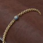 Turkish Sterling Silver Bracelet with Interlocking Circles and Blue Evil Eye Ball