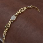 925 Turkish Silver Bracelet in Gold Color with Interlocking Rings Design and Crystal Zircon Charms