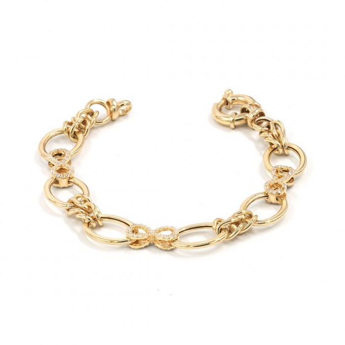 Gold-Tone Silver Bracelet with Interlocking Rings and Infinity Design