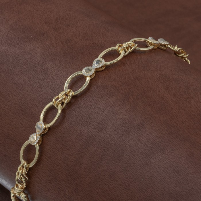 Gold-Tone Silver Bracelet with Interlocking Rings and Infinity Design