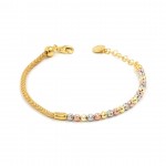 Sterling Silver Bracelet for Women in Gold Color Featuring Three Designs in One Bracelet