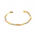 Classic Silver Bracelet in Gold Color With a Fantastic Design Decorated with Groups of Colored Beads