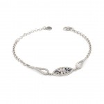 Silver Bracelet for Women with Iconic Oval Circular Design and Zircon Stones