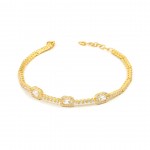 Sterling Silver Tennis Bracelet in Gold with Three Large White Zircon Stones