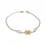 Elegant Silver Bracelet for Women with Yellow Zircon Rose Charm