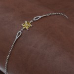 Elegant Silver Bracelet for Women with Yellow Zircon Rose Charm