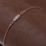 925 Sterling Silver Women's Bracelet with Gold-Tone Circular Chain Design and Clear Zircon Stone