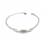 Women's Silver Bracelet with Baguette Design Studded with White Zircon