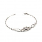 Silver Chain Bracelet for Women with Transparent Zircon Stones from Artolian