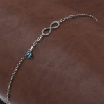 Sterling Silver Bracelet with Zircon Stone and Infinity Symbol with Evil Eye Stone