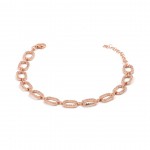 Gold Color-Plated Sterling Silver Chain Bracelet with Zircon Stones