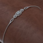 925 Sterling Silver Chain Bracelet with Elegantly Designed Zircon Stones