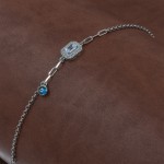 925 Sterling Silver Bracelet Decorated with Zircon and Evil Eye Bead