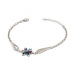 925 Sterling Silver Women's Bracelet with Colorful Zircon Rose