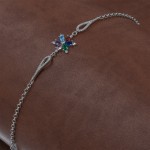 925 Sterling Silver Women's Bracelet with Colorful Zircon Rose