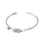 Sterling Silver Bracelet for Women with Zircon Stone and Evil Eye