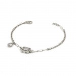 Luxurious Women's Bracelet in Smooth Silver with Zircon Stone and Water Drop