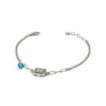 925 Sterling Silver Bracelet Decorated with Zircon Stone and Evil Eye Stone