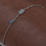 925 Sterling Silver Bracelet Decorated with Zircon Stone and Evil Eye Stone