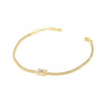 Tennis Bracelet - Gold-Tone Sterling Silver Bracelet with Rectangular Design and Pure Zircon Stones