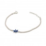 Classic 925 Silver Tennis Bracelet for Women with Clear Zircon Stones and Sky Blue Zircon Rose