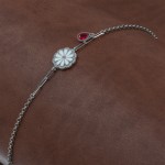 925 Silver Bracelet with White Flower of Optimism and Teardrop Zircon Stone