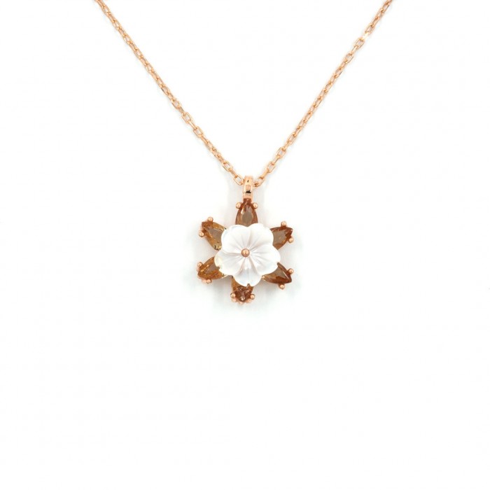 Women's Lotus Flower Necklace in 925 Sterling Silver with Golden Color