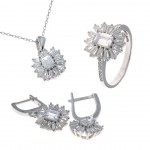 Women's Jewelry Set with Elegant Design, A Stunning Ensemble of 925 Sterling Silver Necklace, Earrings, and Ring