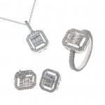 Women's Accessories Set of 925 Sterling Silver Studded with Zircon Stone