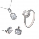 Sterling Silver Zircon Stone Accessory Set for Women