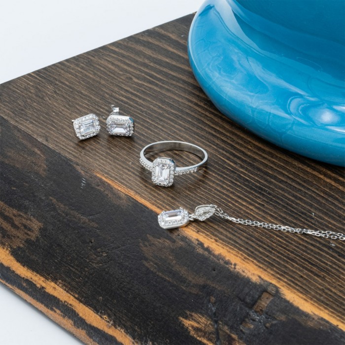 Sterling Silver Zircon Stone Accessory Set for Women