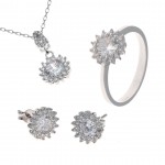 Women's Sterling Silver Jewelry Set, Earring, Ring, and Necklace