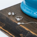 Women's Sterling Silver Jewelry Set, Earring, Ring, and Necklace