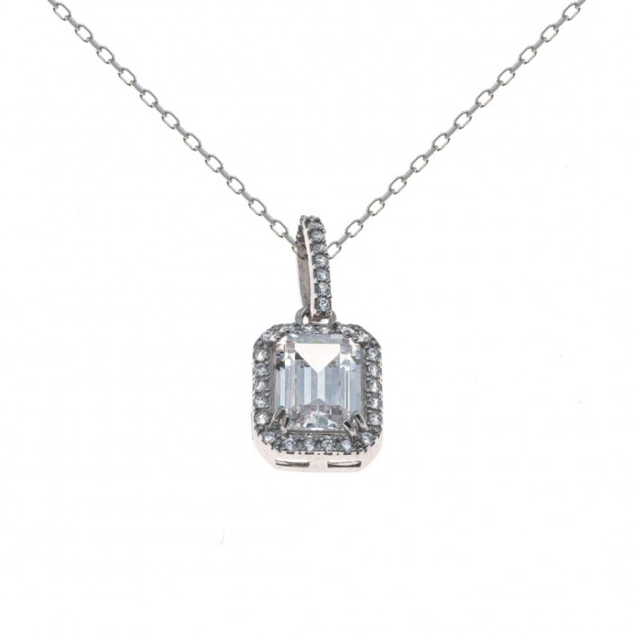 Exquisite Women's 925 Sterling Silver Accessories Set with White Zircon Stones, Necklace, Ring, and Earrings