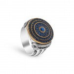 Sterling Silver Blue Sultan Ring with Zircon Stones for a Royal Look