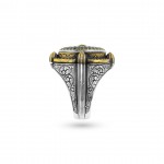 Stylish Sterling Silver Men's Ring with Yellow Zircon and Unique Engraving – Originality and Comfort Combined