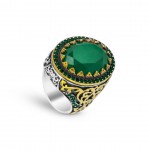 Elegant 925 Sterling Silver Men's Ring with Green Agate – Perfect for Any Occasion