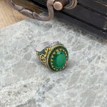 Elegant 925 Sterling Silver Men's Ring with Green Agate – Perfect for Any Occasion