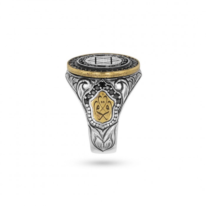 Luxurious 925 Sterling Silver Solomon's Ring with Black Zirconia